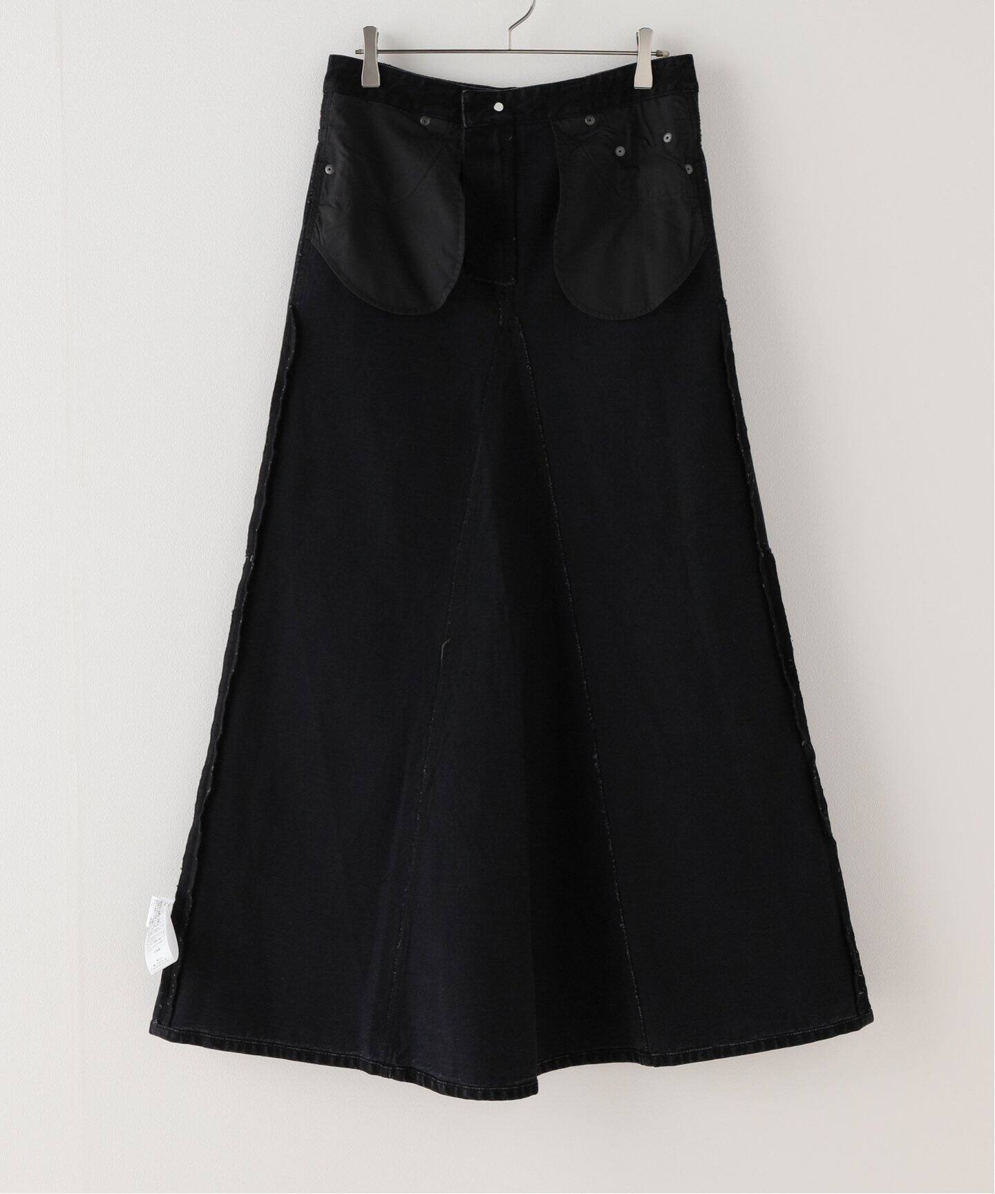 TIBI /ティビ】 BLACK DENIM GODET マキシスカート（ロング・マキシ丈 