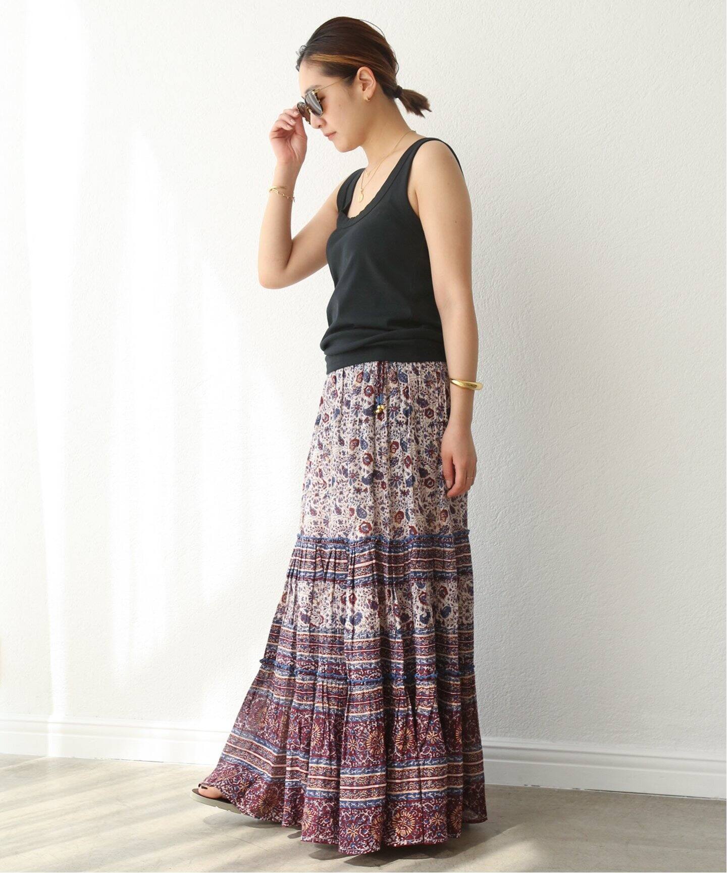 M.A.B.E/メイブ】 ROSA プリント マキシスカート（ロング・マキシ丈  