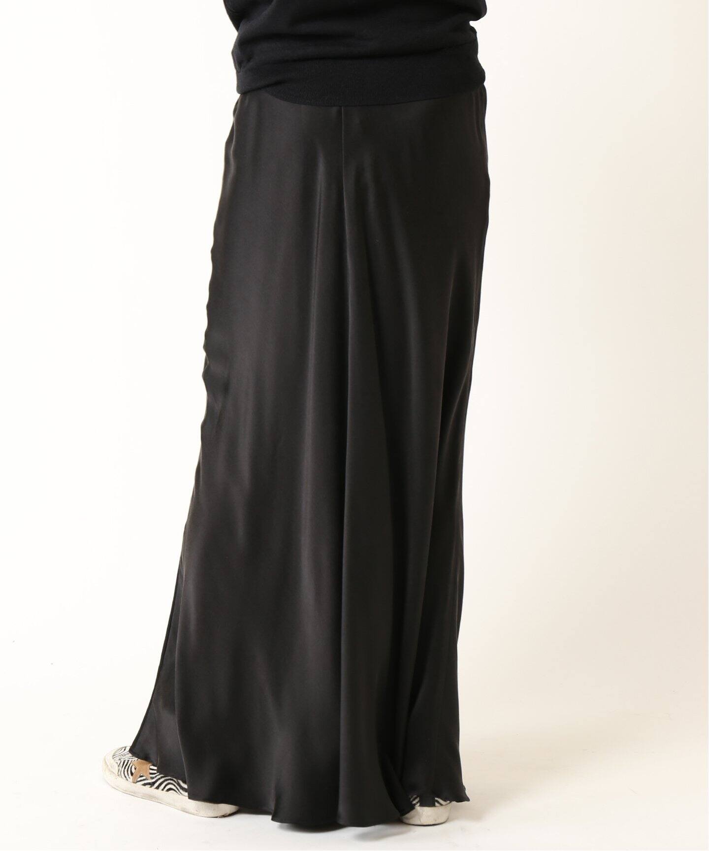 シルクサテンスカート（BLACK）（ロング・マキシ丈スカート）｜MUSE de  