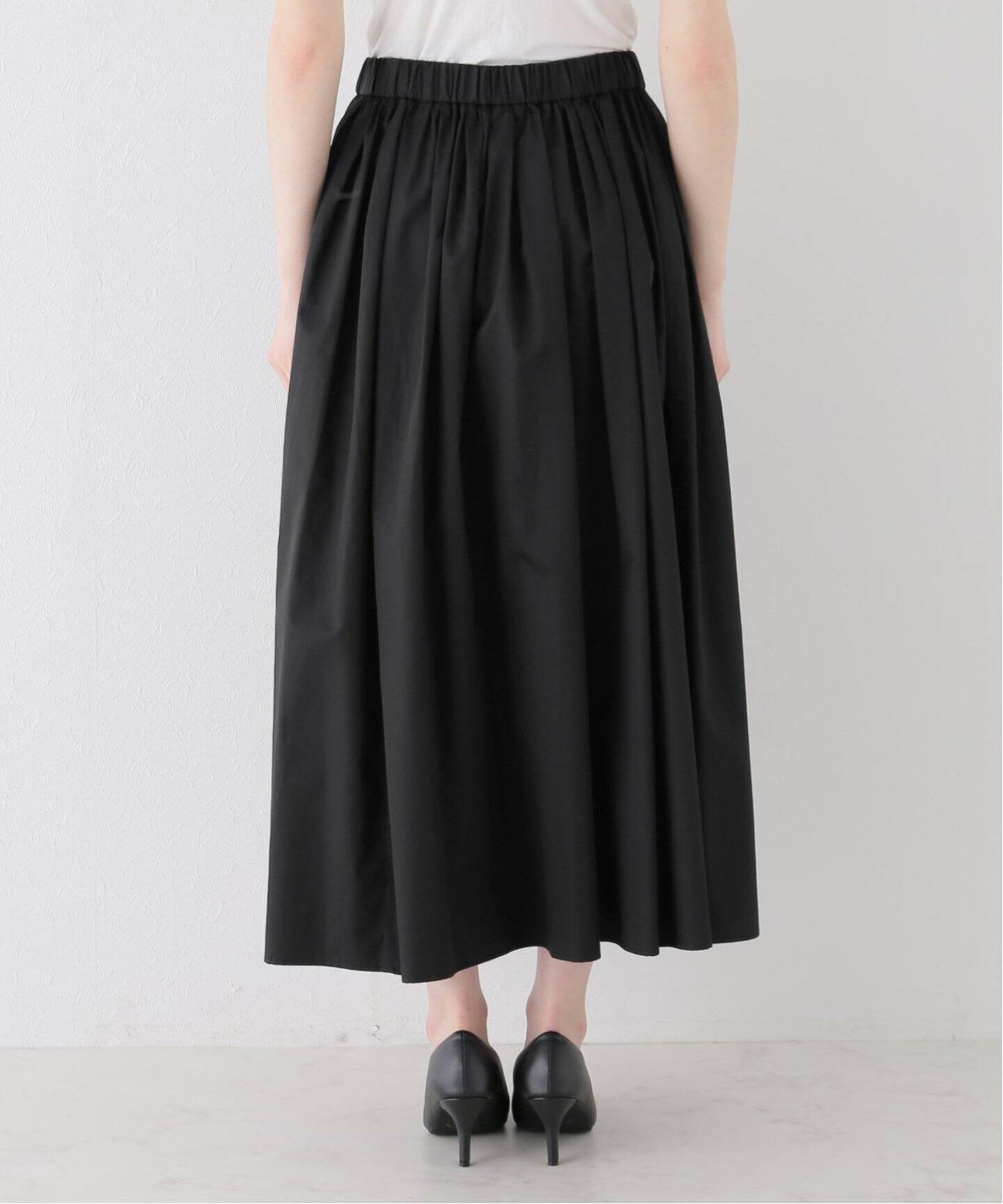 ドゥーズィエムクラスコットンドラマティックギャザースカートブラック 