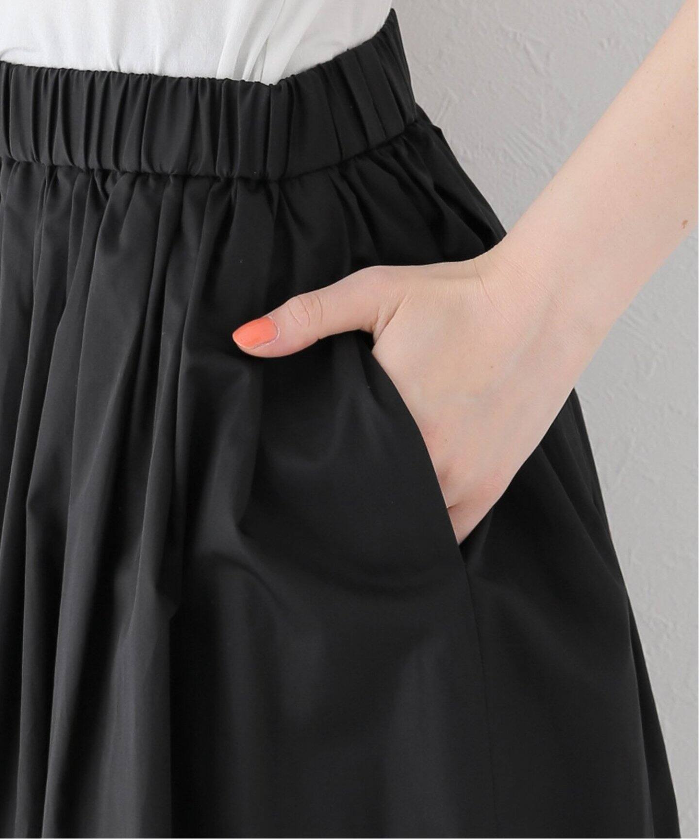 ドゥーズィエムクラスコットンドラマティックギャザースカートブラック 