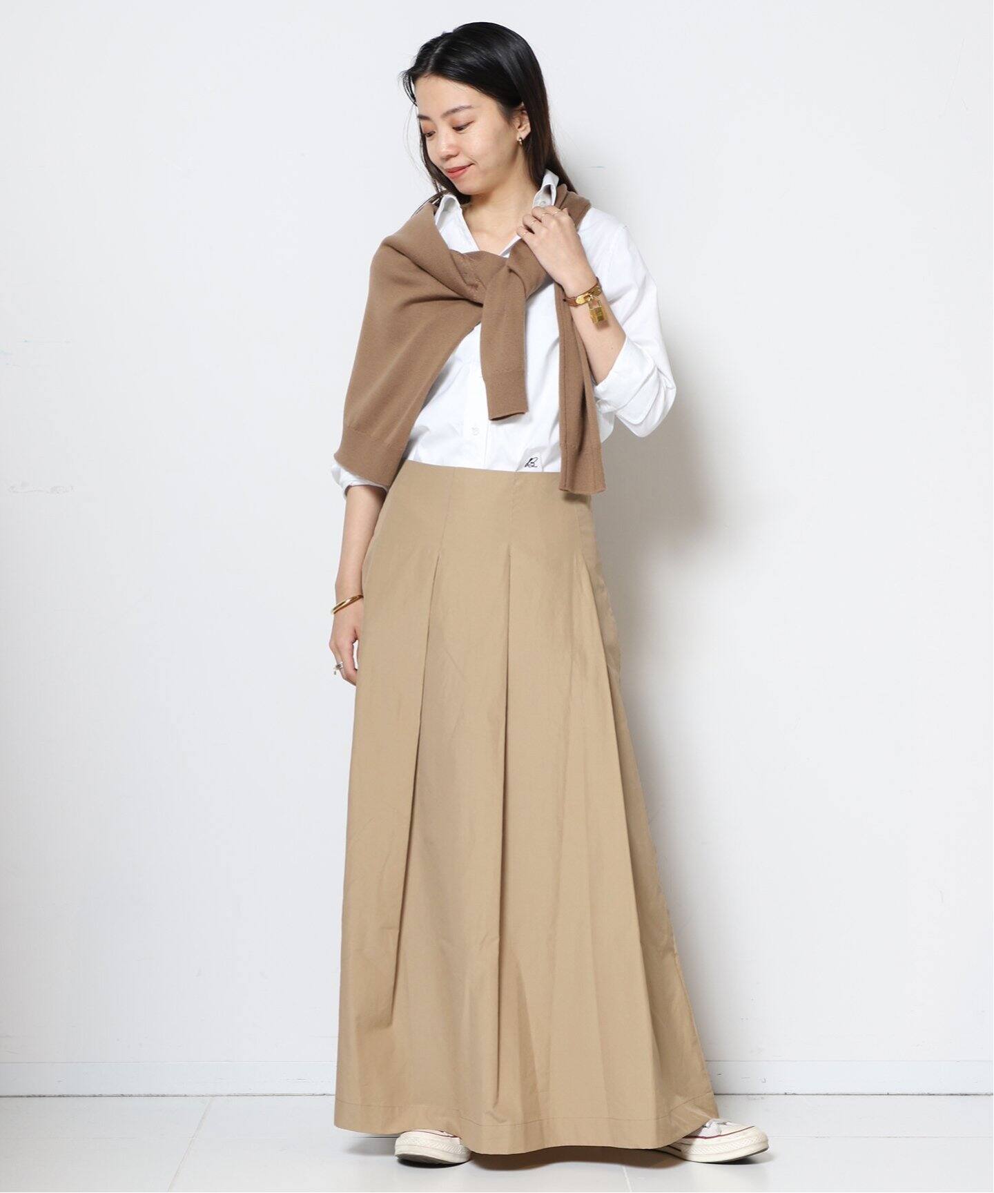 Col Pierrot/コルピエロ】CTN PLEATED スカート（BEIGE）（ロング  