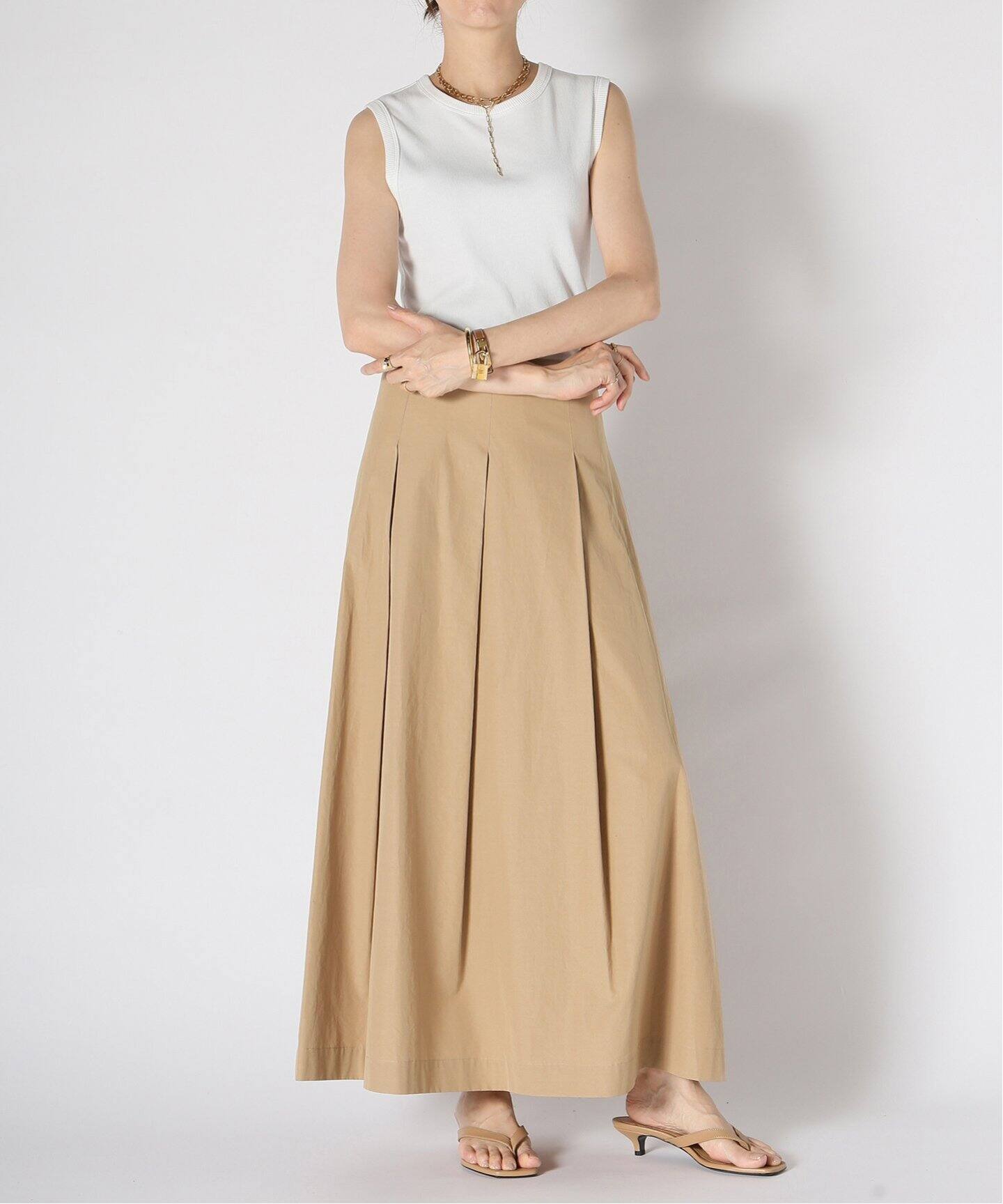 Col Pierrot/コルピエロ】CTN PLEATED スカート（BEIGE）（ロング  