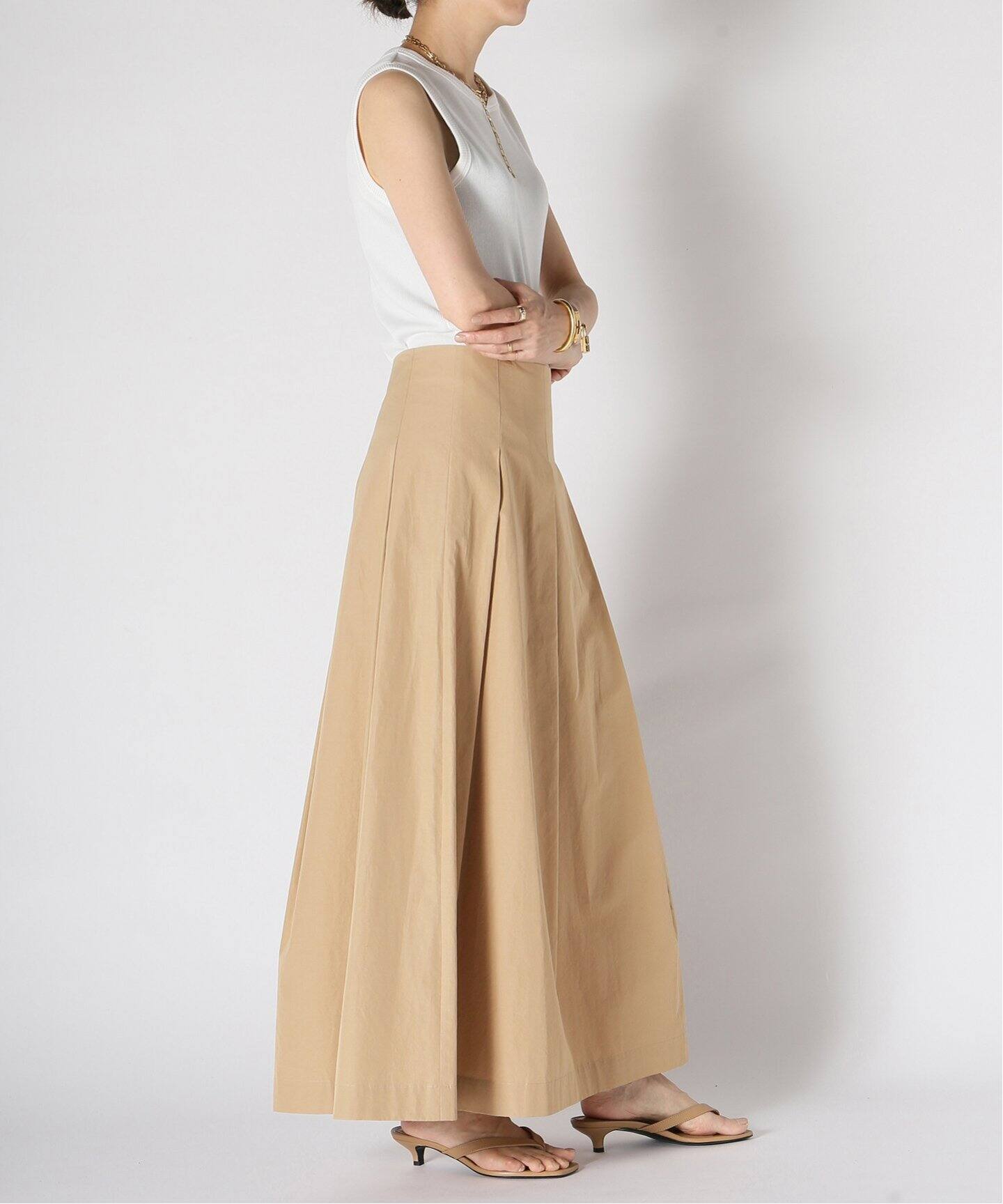 Col Pierrot/コルピエロ】CTN PLEATED スカート（BEIGE）（ロング  