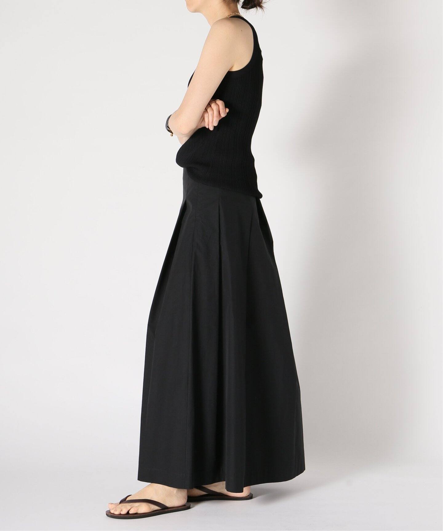 Col Pierrot/コルピエロ】CTN PLEATED スカート（BLACK）（ロング 
