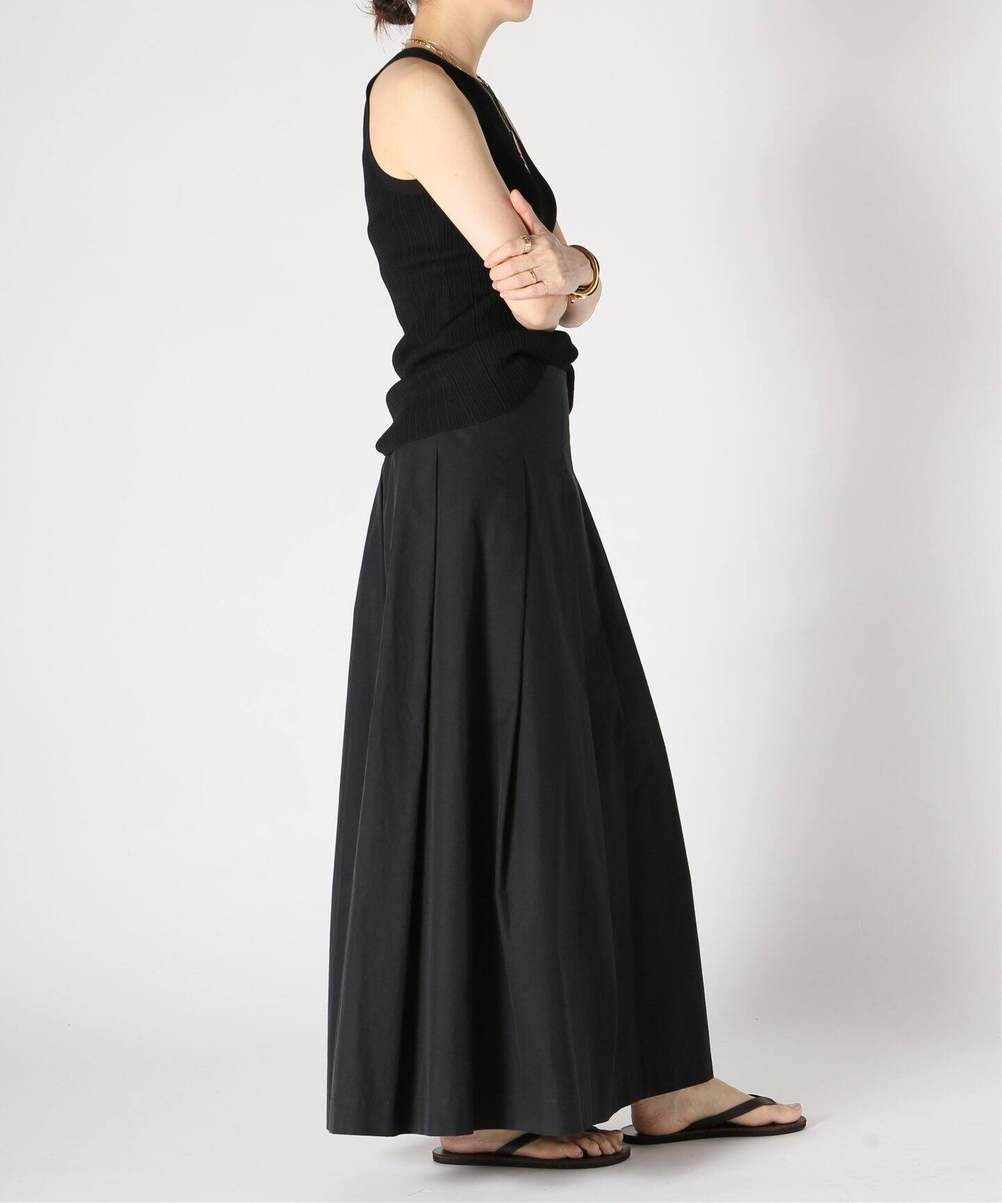 Col Pierrot/コルピエロ】CTN PLEATED スカート（BLACK）（ロング  