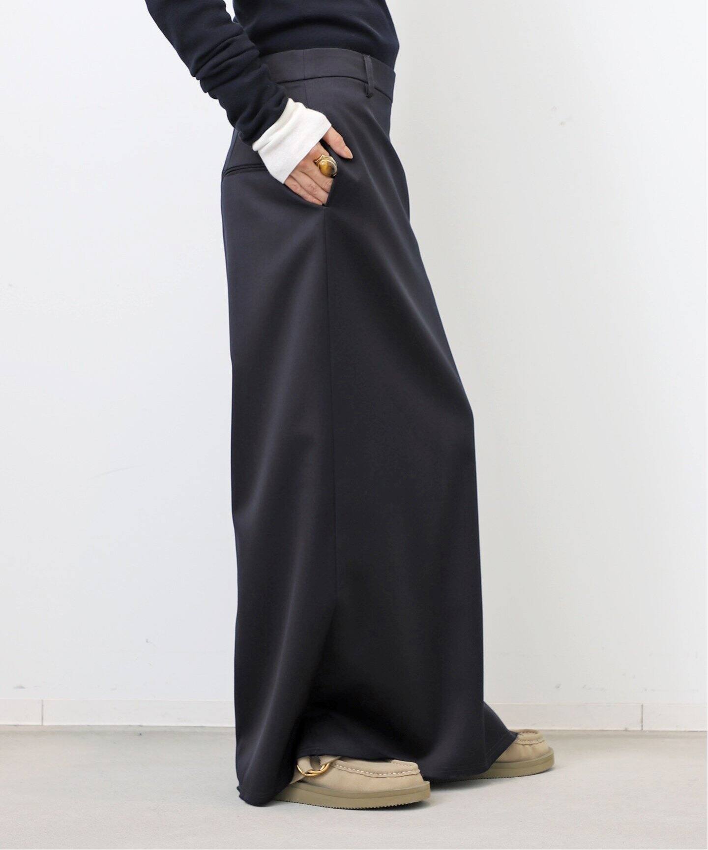Navy Maxi Skirt（ロング・マキシ丈スカート）｜L