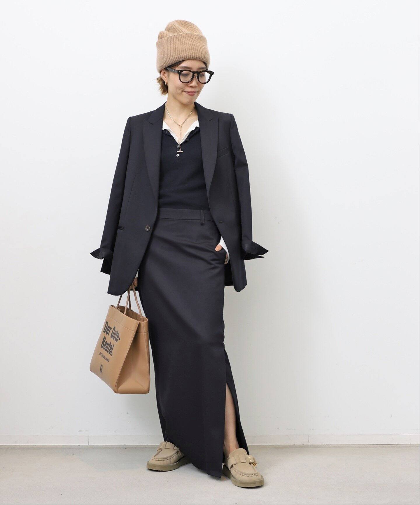 Navy Maxi Skirt（ロング・マキシ丈スカート）｜L 