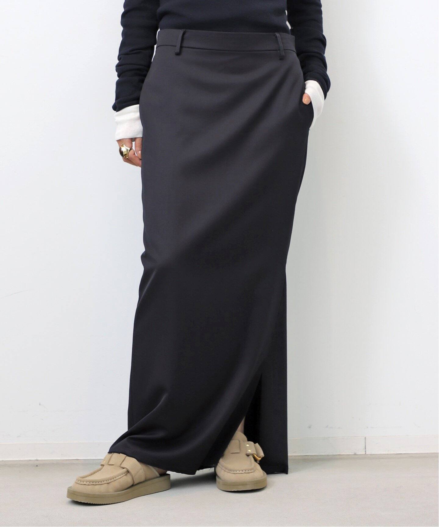 Navy Maxi Skirt（ロング・マキシ丈スカート）｜L 