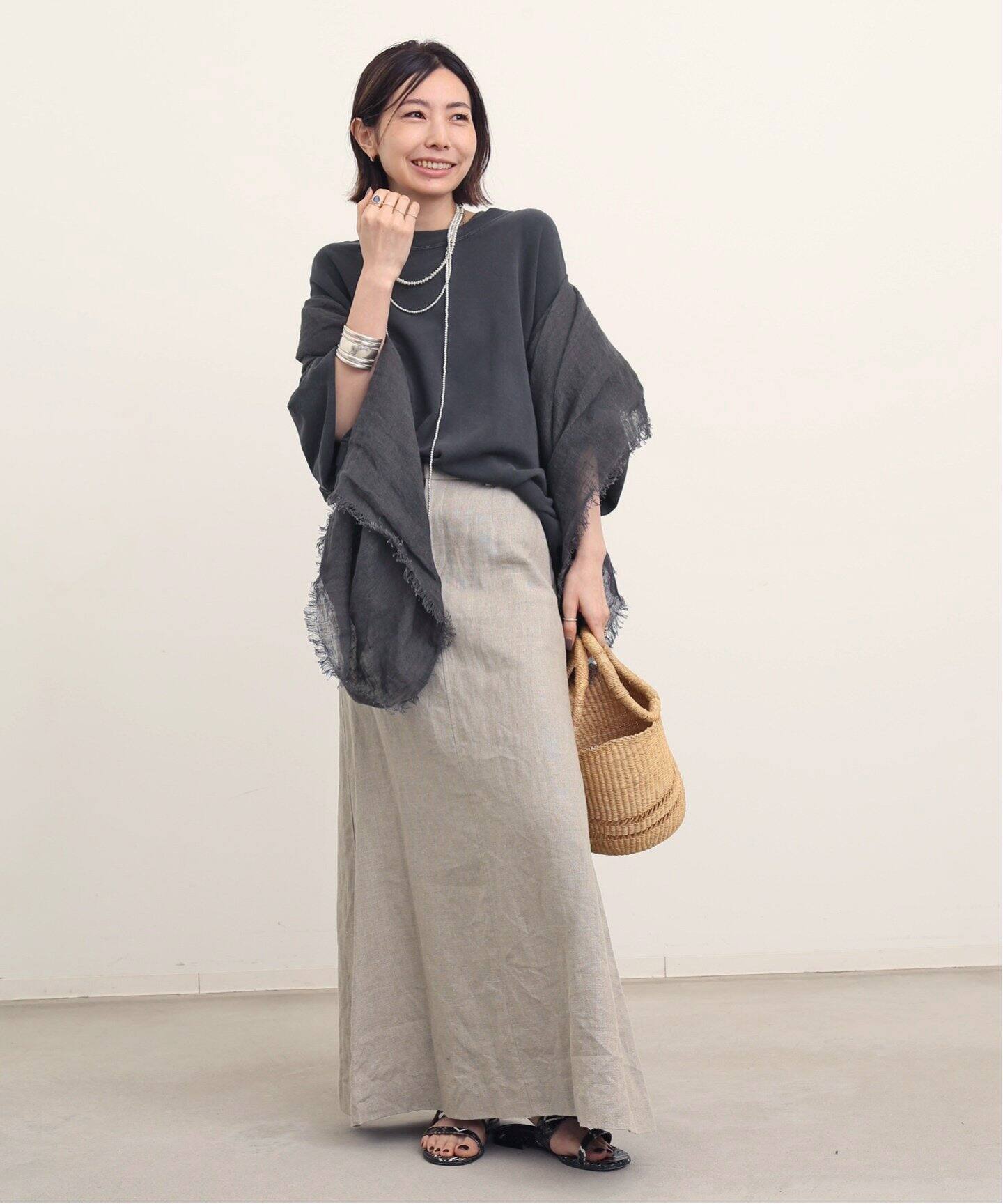Linen Canvas Long Skirt（ロング・マキシ丈スカート）｜L