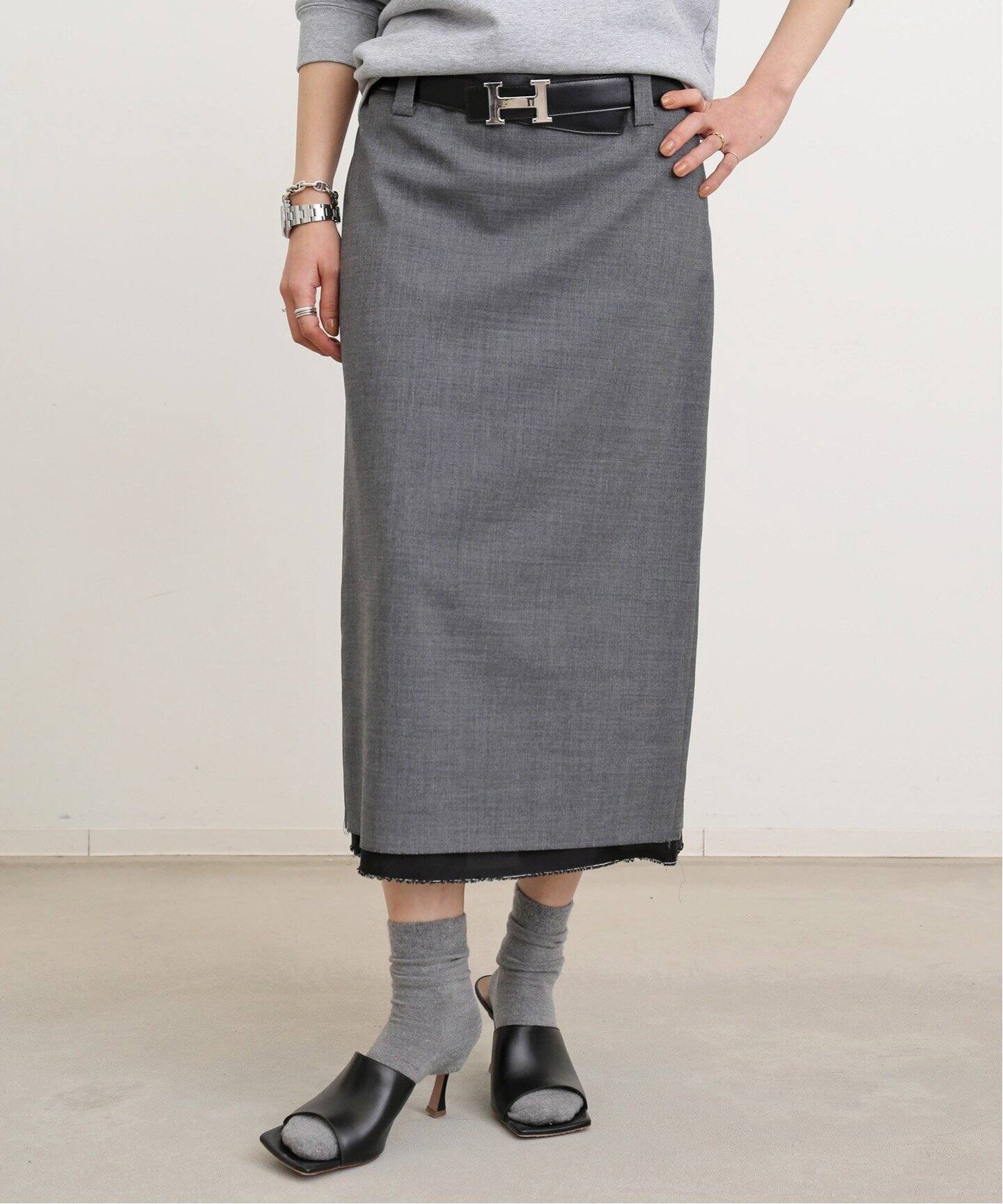 MADISONBLUE/マディソンブルー】LOW WEIST STRAIGHT SKIRT W TRO 