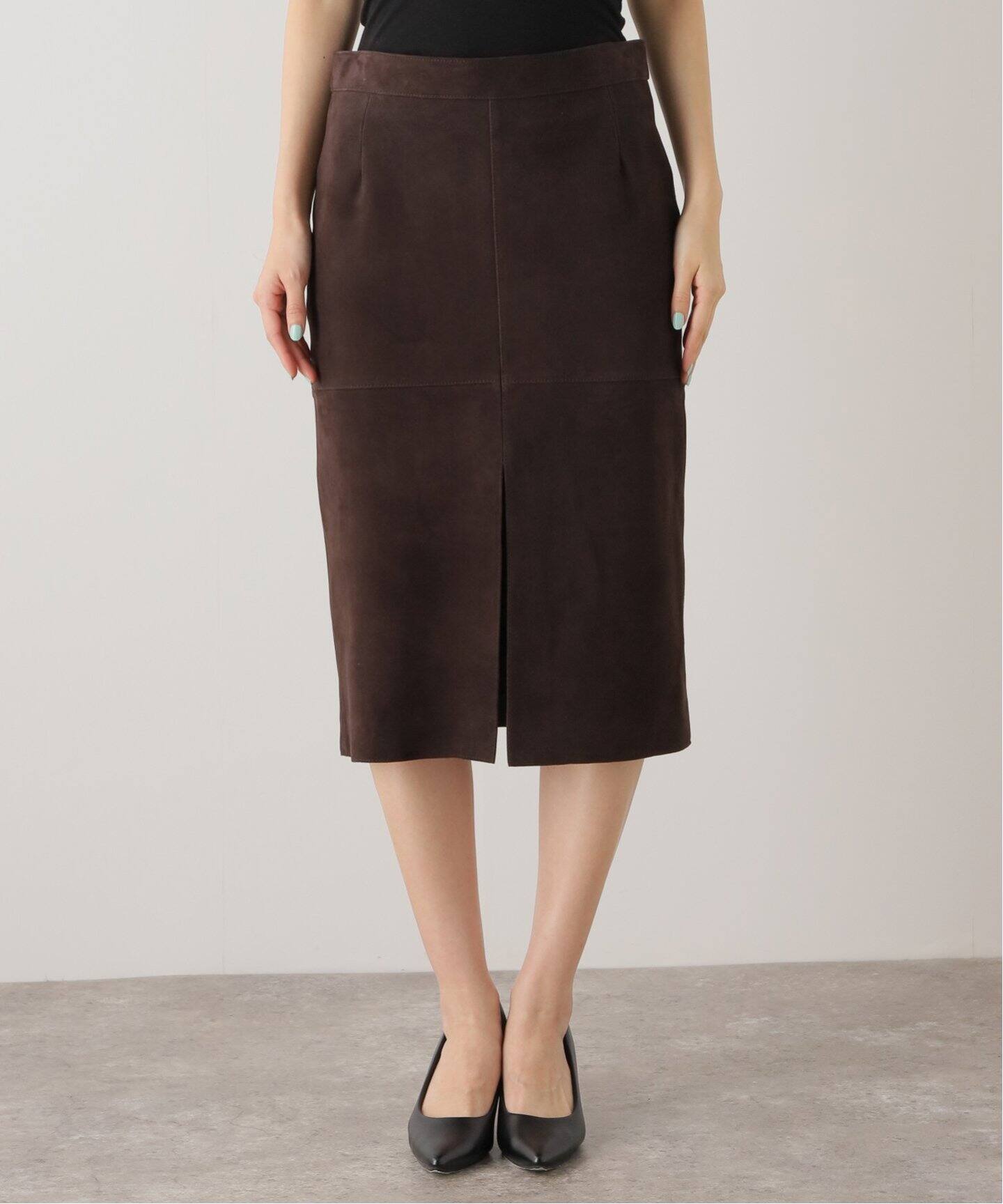 TOTEME/トーテム】 PANELED SUEDE SKIRT（ひざ丈スカート）｜L 