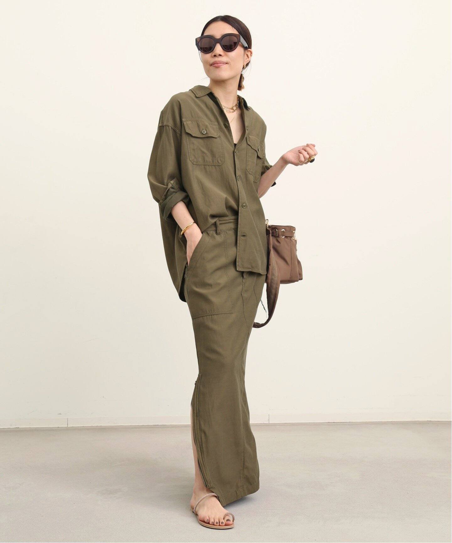 REMI RELIEF/レミレリーフ】Military Maxi Skirt（ロング・マキシ丈  