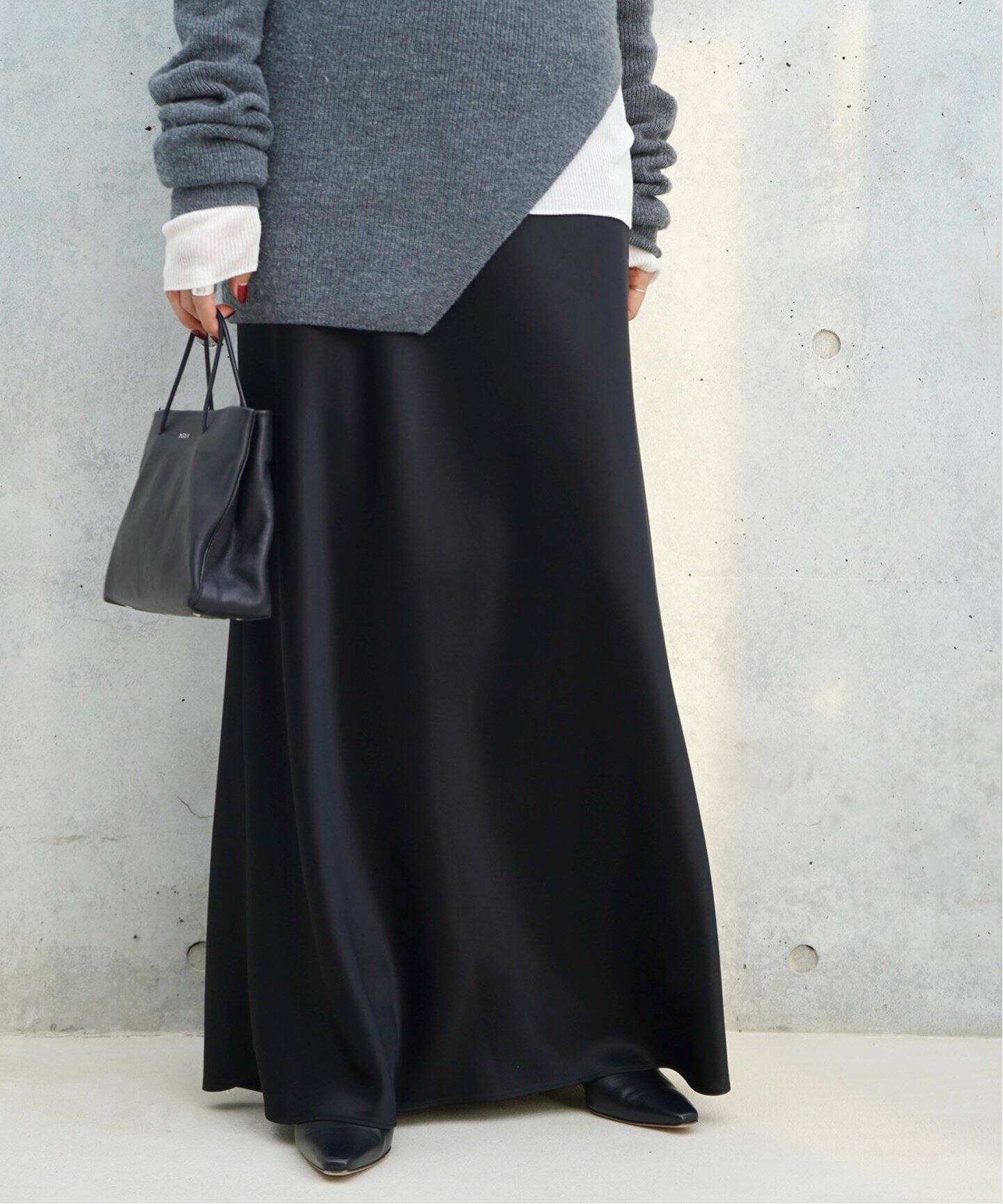 サテンフレアスカート（ロング・マキシ丈スカート）｜AP STUDIO  
