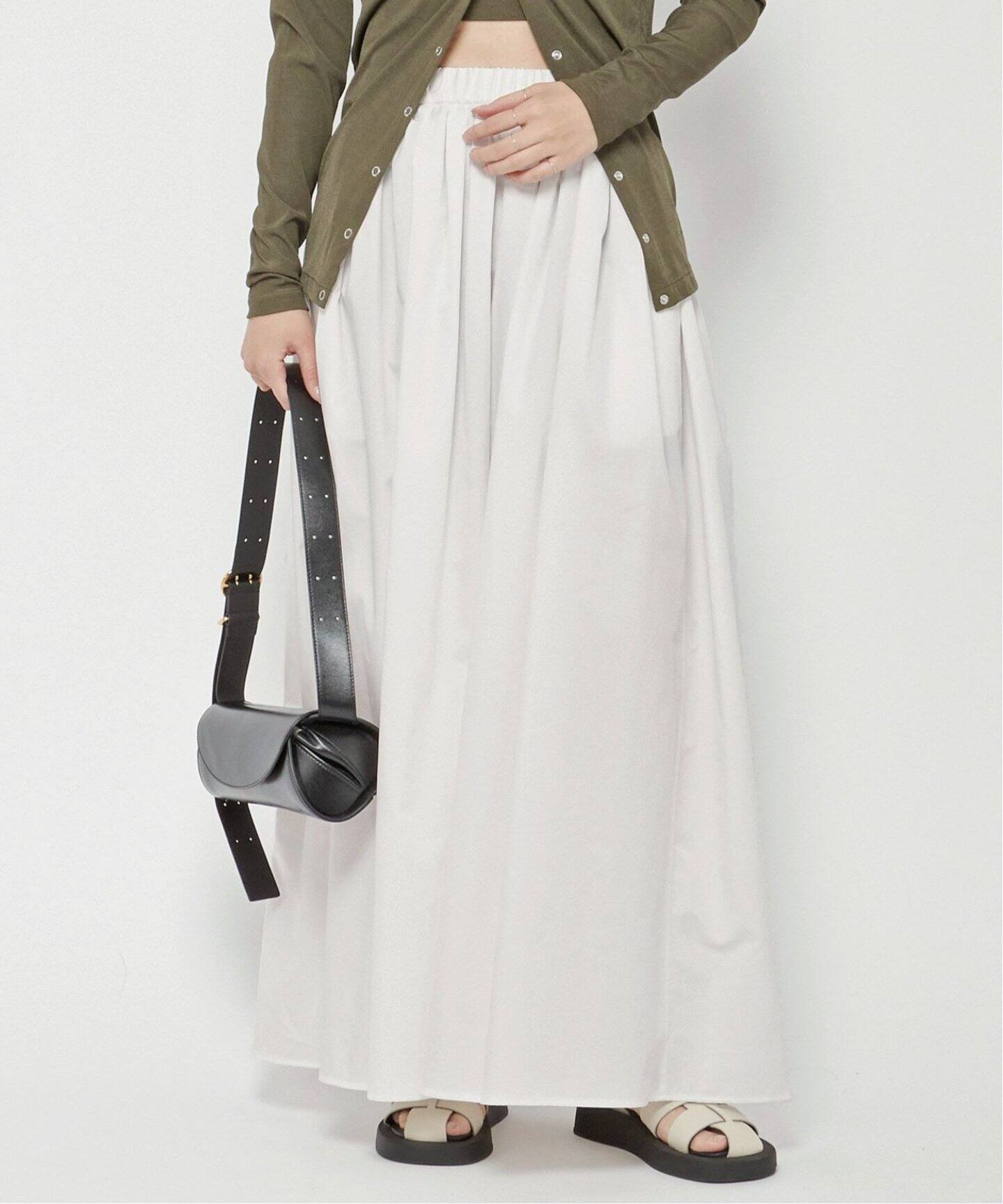 コットンサテンギャザースカート（ロング・マキシ丈スカート）｜AP  