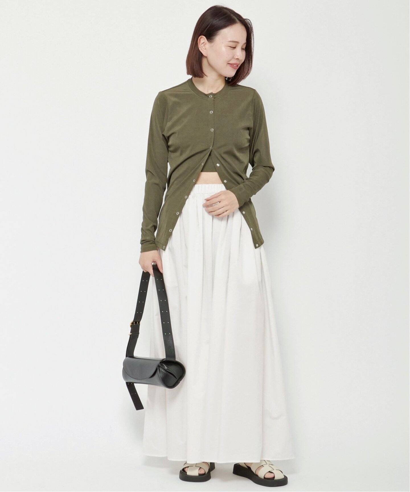 コットンサテンギャザースカート（ロング・マキシ丈スカート）｜AP  