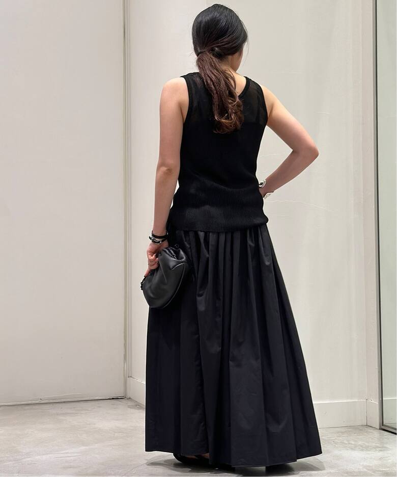 コットンサテンギャザースカート（ロング・マキシ丈スカート）｜AP  