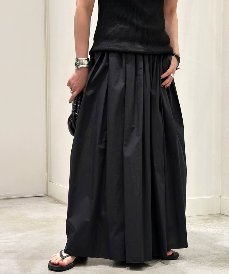 コットンサテンギャザースカート（ロング・マキシ丈スカート）｜AP  