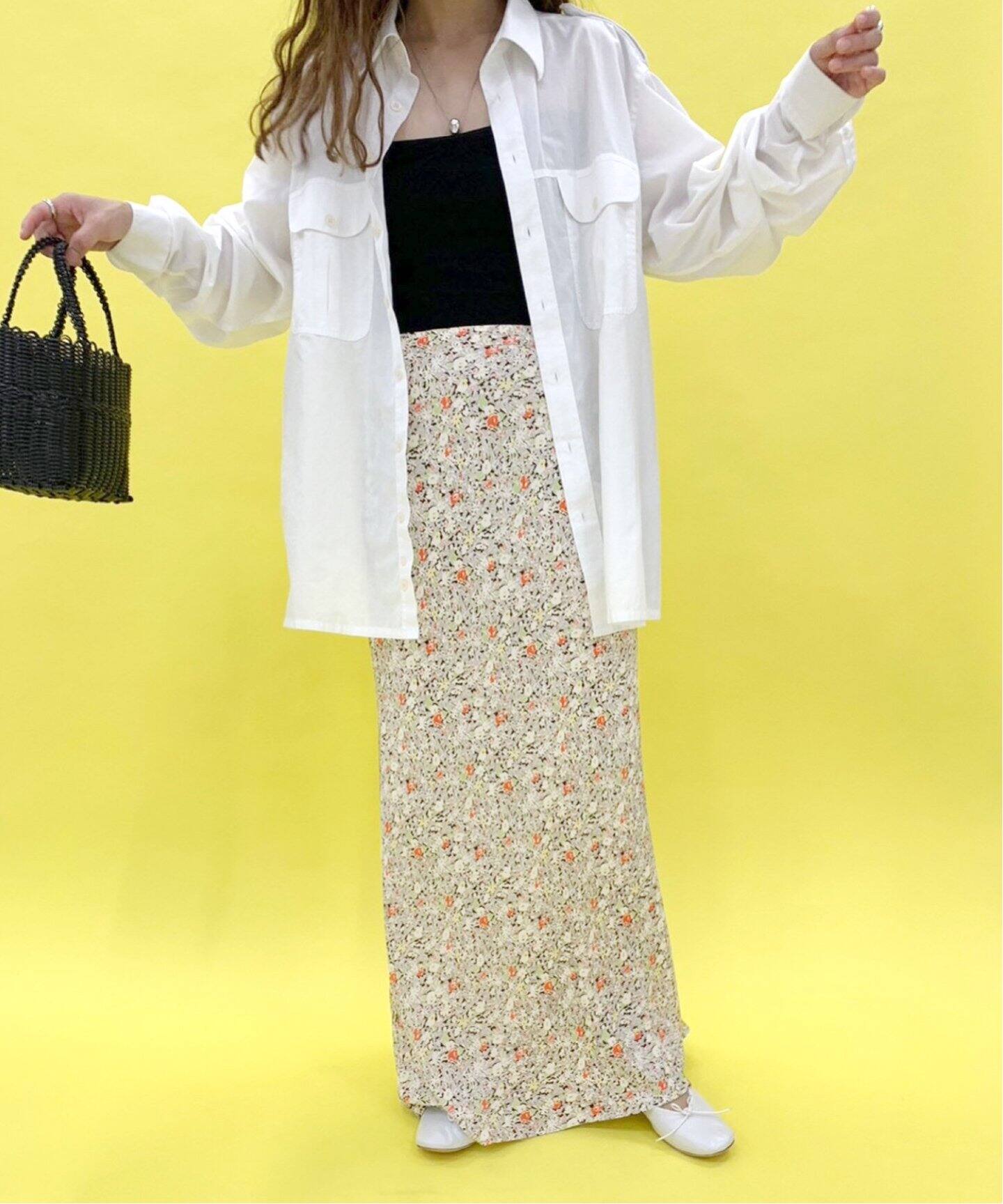 マルチフラワー バイアスマキシスカート（ロング・マキシ丈スカート  