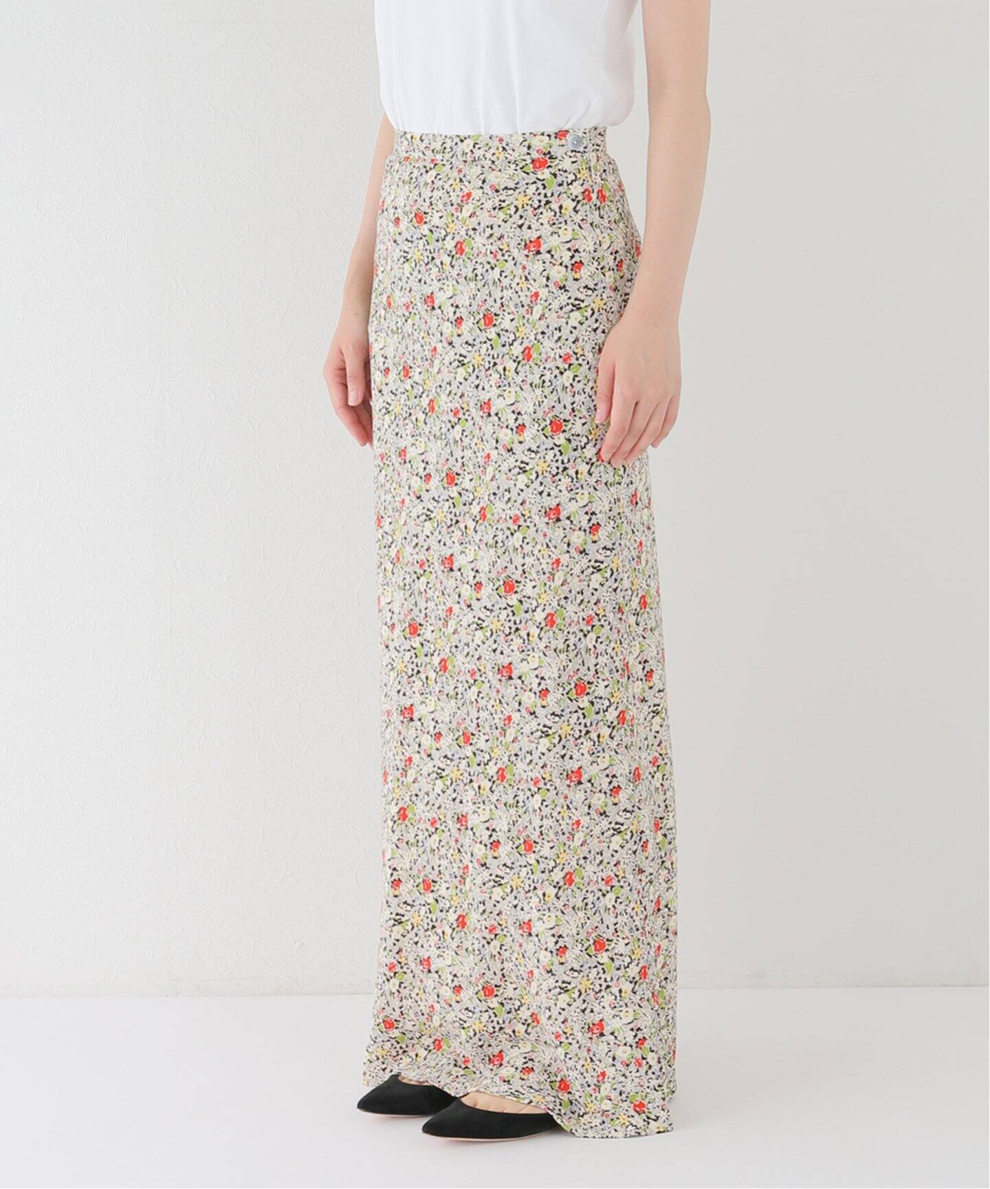 マルチフラワー バイアスマキシスカート（ロング・マキシ丈スカート  