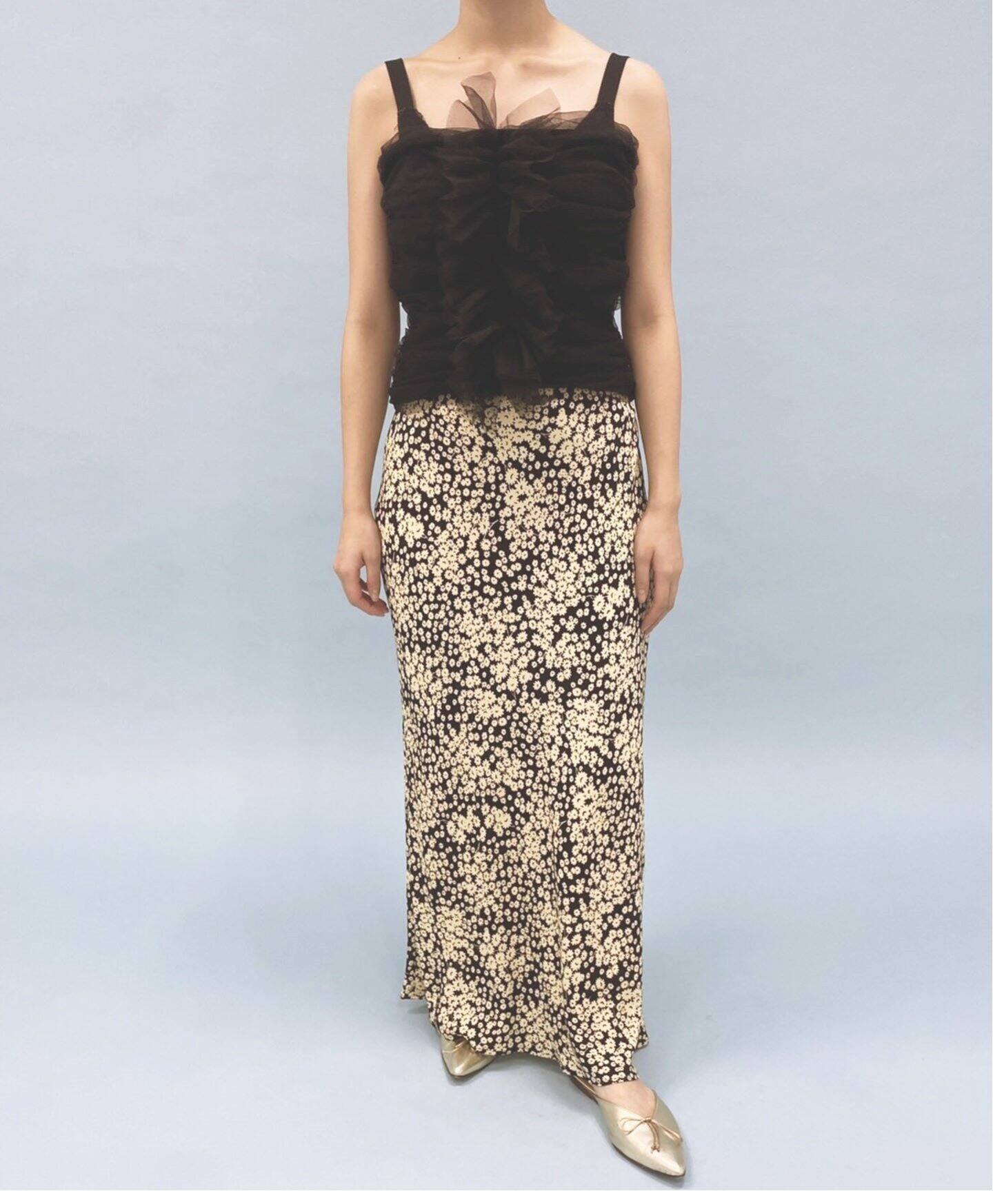 abc フラワーバイアス マキシスカート（ロング・マキシ丈スカート  