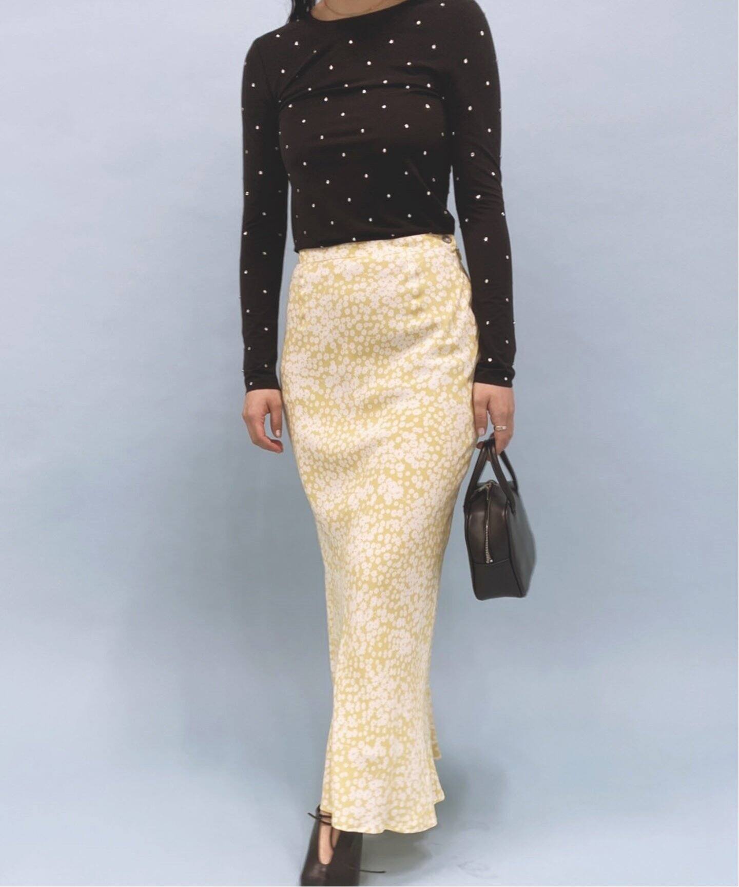 abc フラワーバイアス マキシスカート（ロング・マキシ丈スカート  