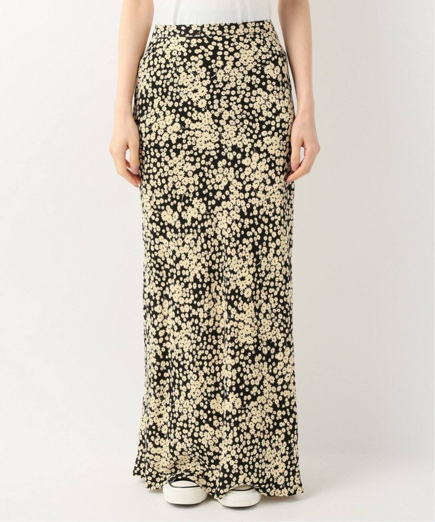 abc フラワーバイアス マキシスカート（ロング・マキシ丈スカート  