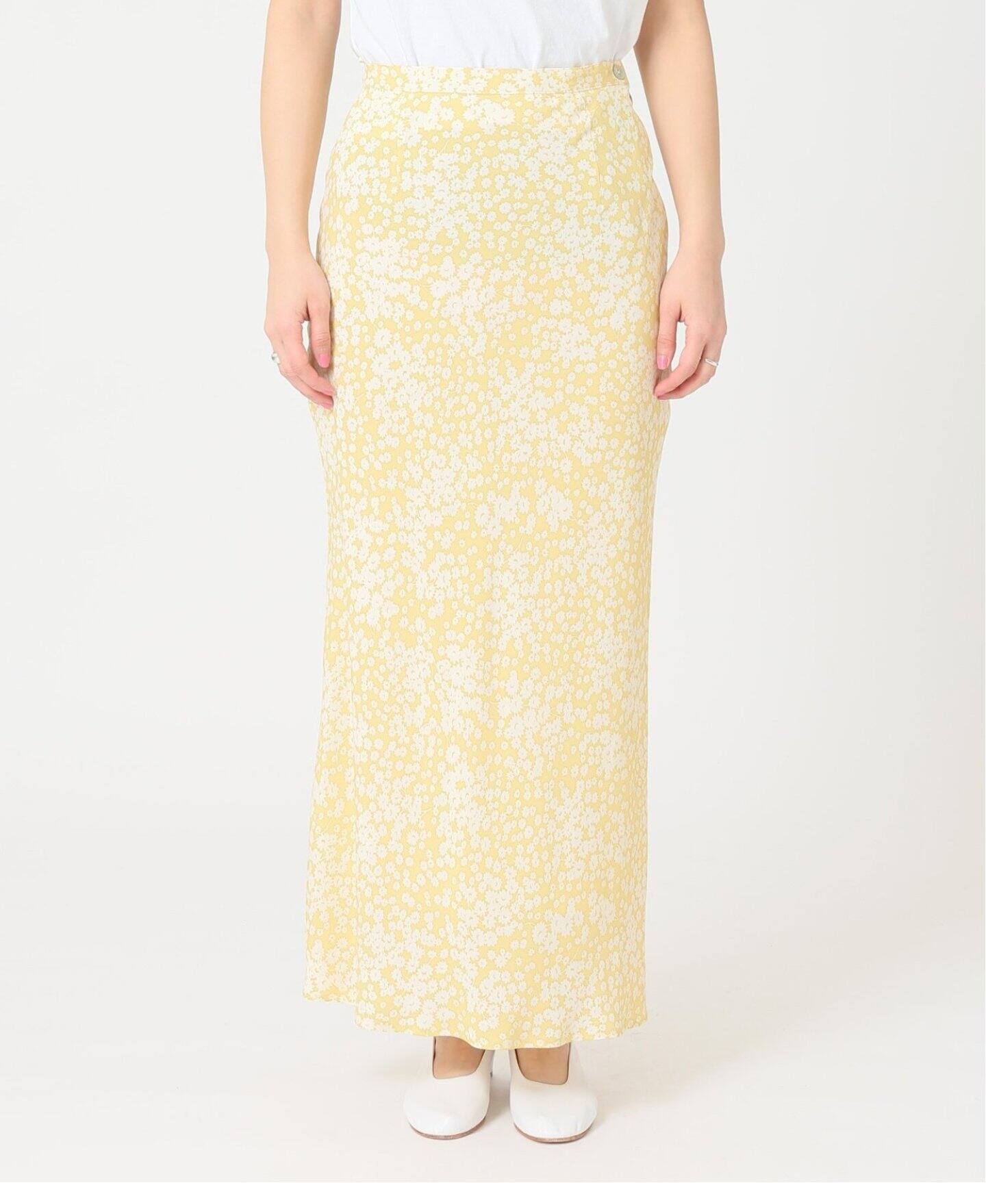 abc フラワーバイアス マキシスカート（ロング・マキシ丈スカート  