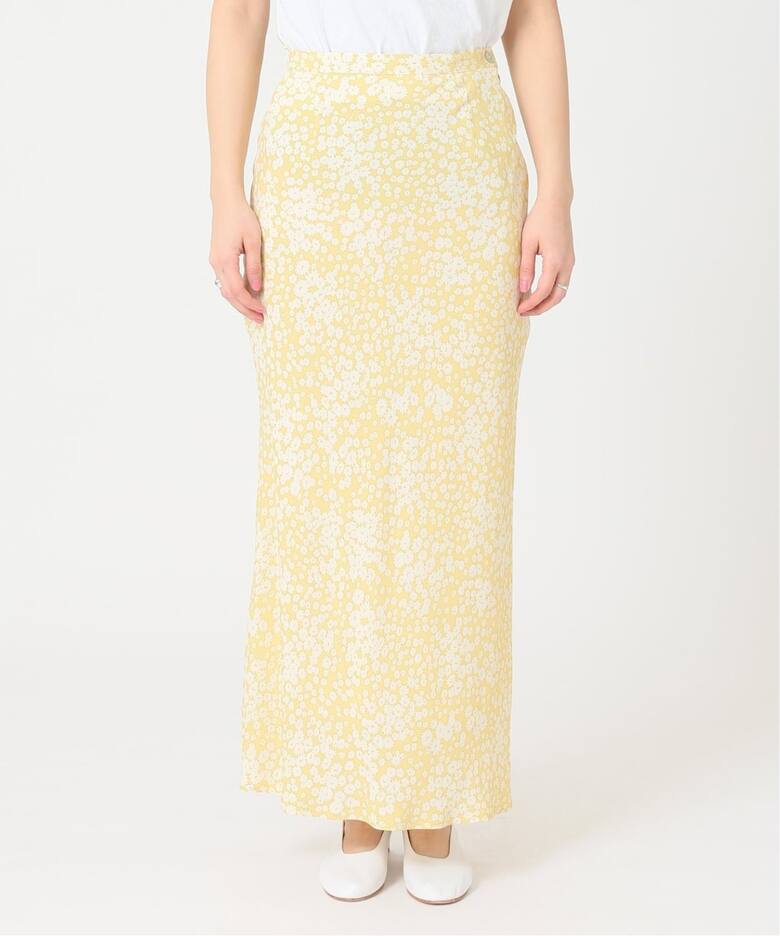 abc フラワーバイアス マキシスカート（ロング・マキシ丈スカート  