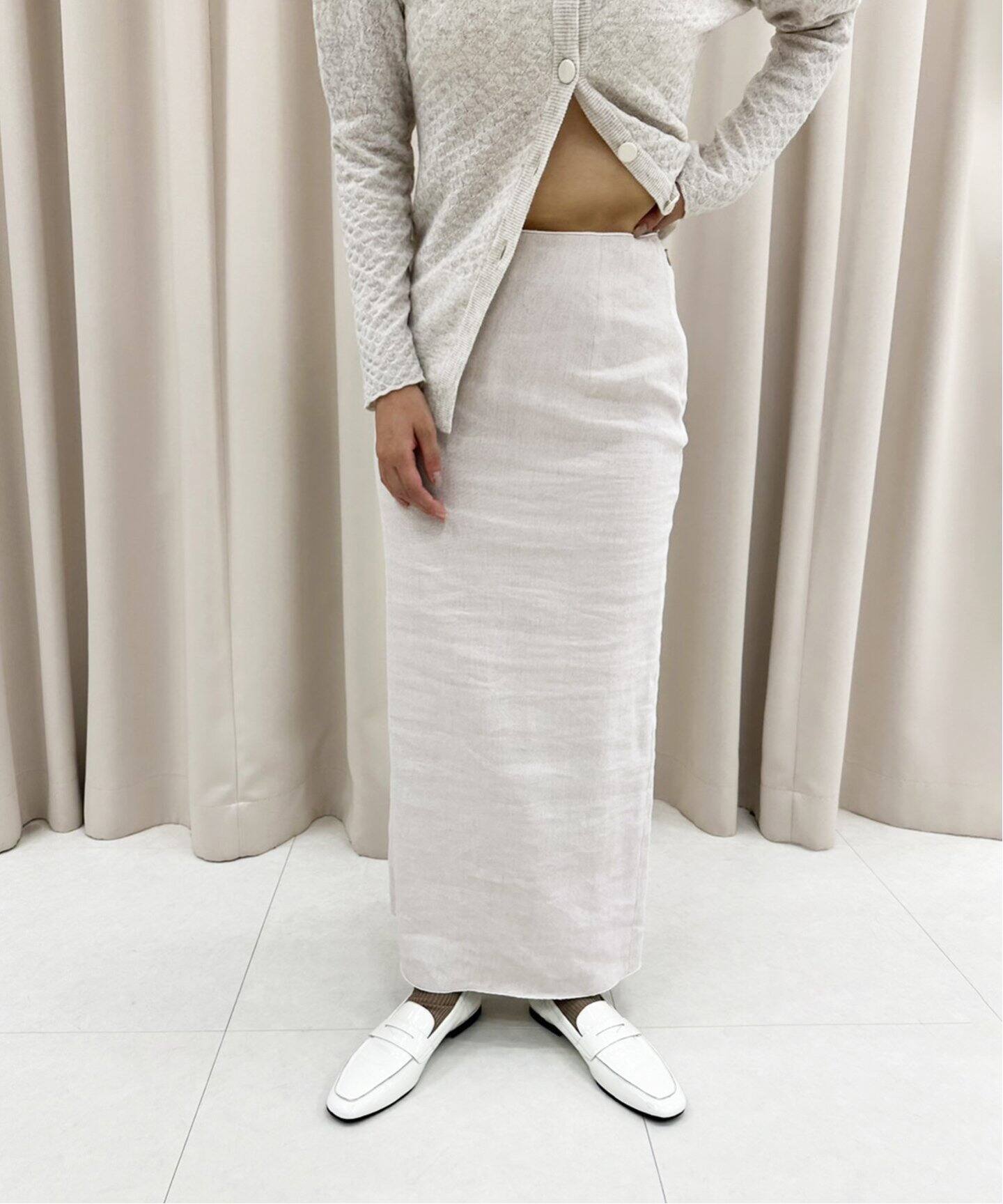 追加》abc バックスリット ストレッチタイトスカート（ロング・マキシ  