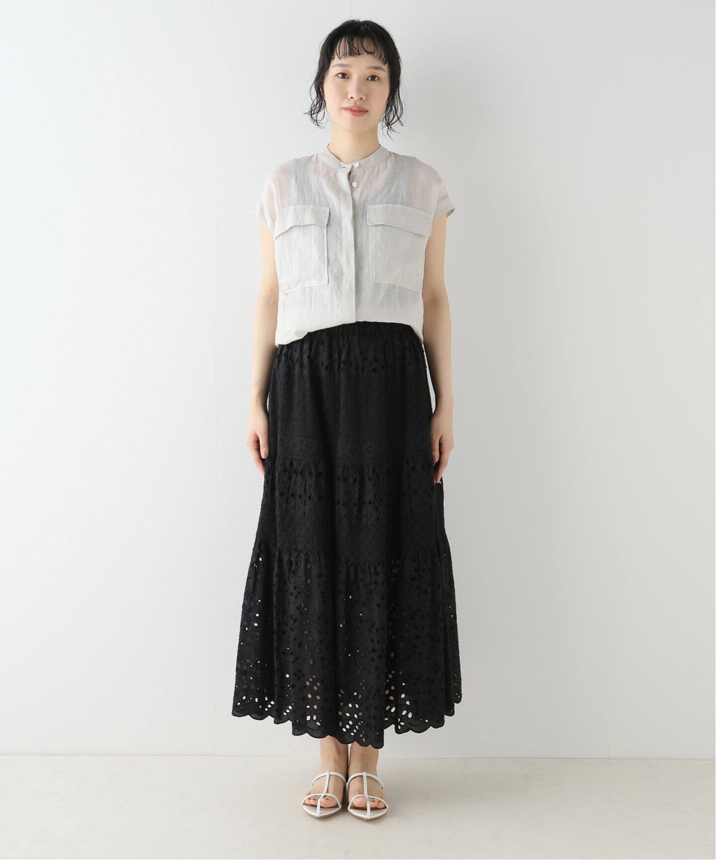 コットンレースティアードスカート（ロング・マキシ丈スカート）｜IENA  