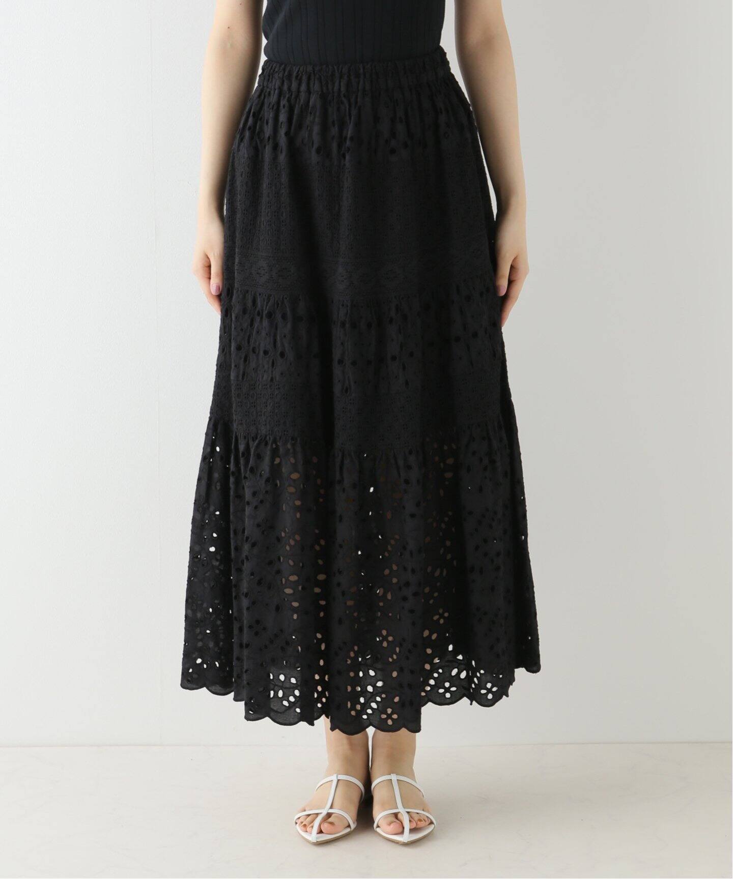 コットンレースティアードスカート（ロング・マキシ丈スカート）｜IENA  
