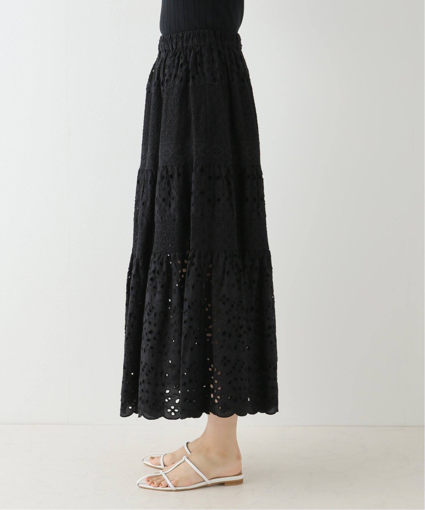 コットンレースティアードスカート（ロング・マキシ丈スカート）｜IENA  