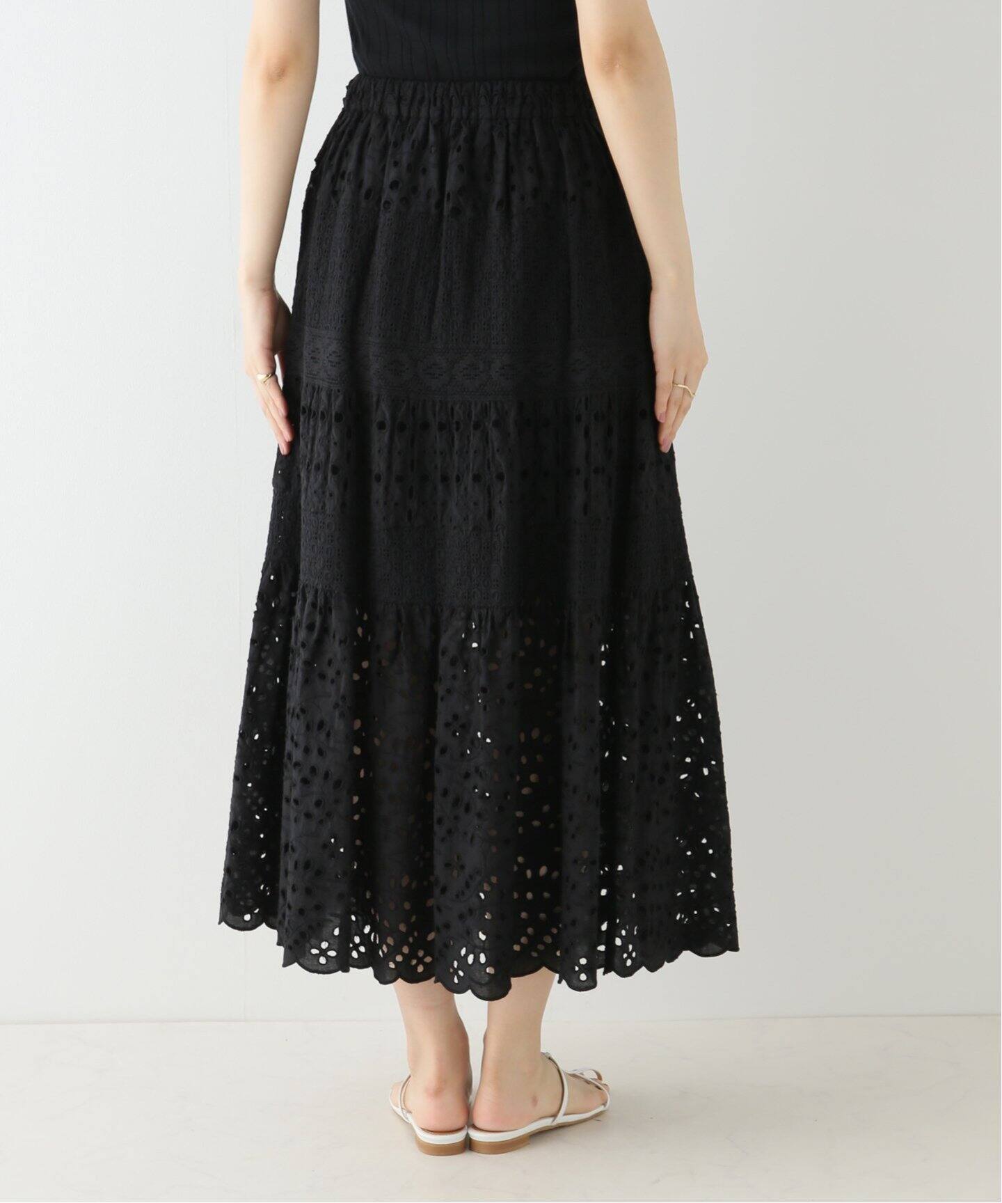 コットンレースティアードスカート（ロング・マキシ丈スカート）｜IENA  