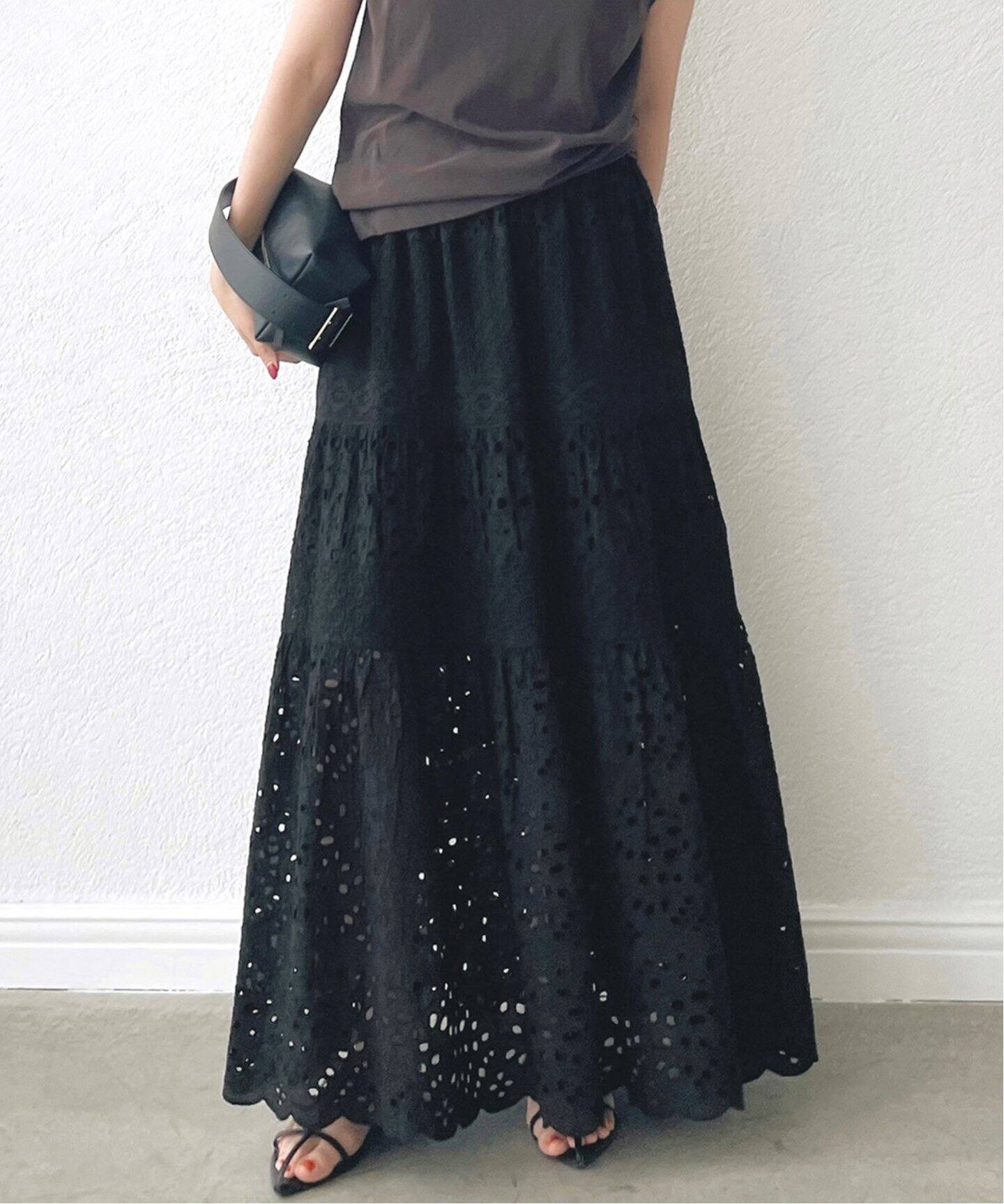 コットンレースティアードスカート（ロング・マキシ丈スカート）｜IENA  