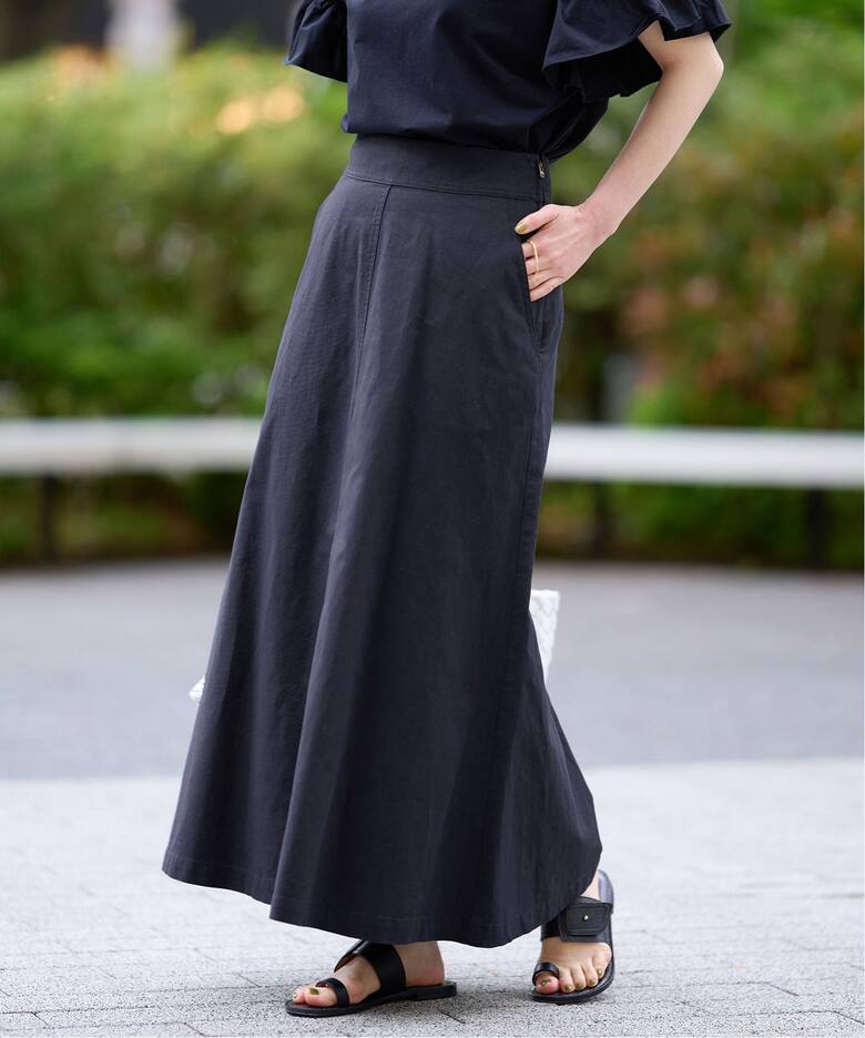 コットンリネンセミフレアスカート（ロング・マキシ丈スカート）｜IENA  
