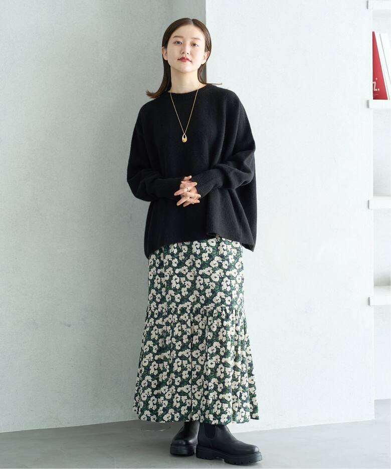 DEVEAUX フラワーティアードスカート（ロング・マキシ丈スカート  