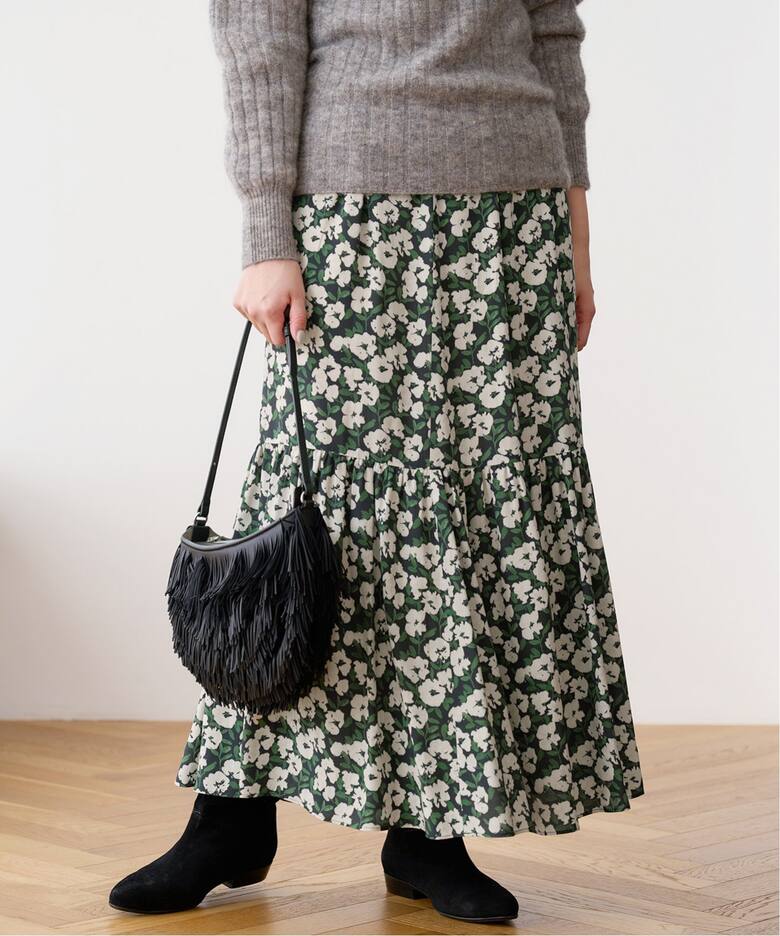 DEVEAUX フラワーティアードスカート（ロング・マキシ丈スカート  