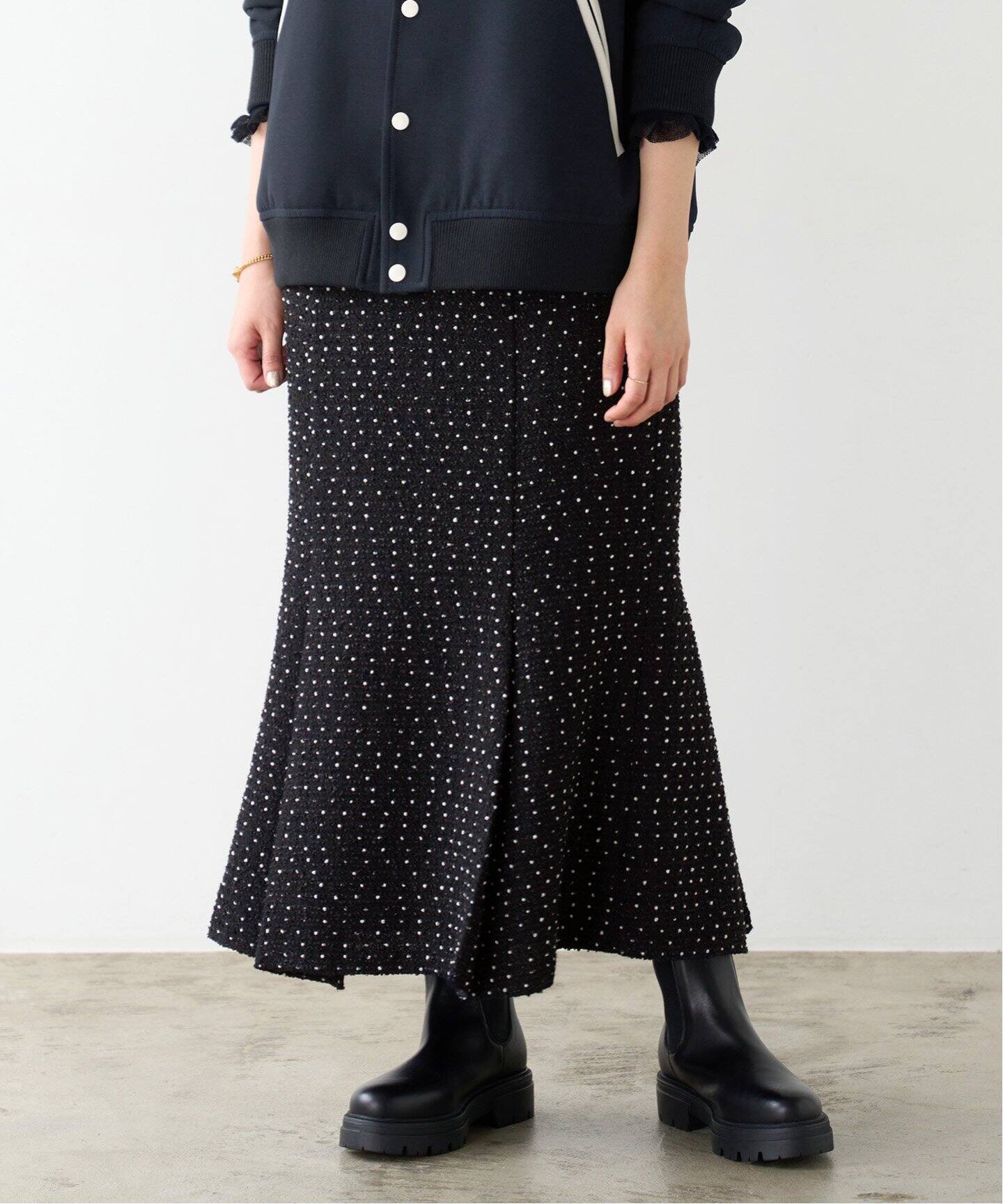 ドットツイード フレアスカート（ロング・マキシ丈スカート）｜IENA  