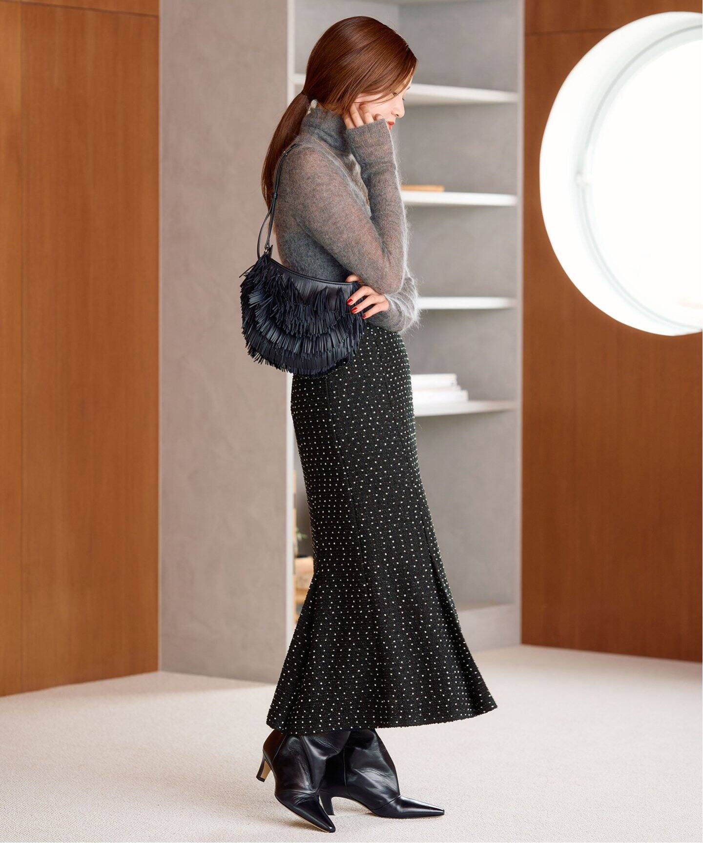 新品 IENA ドット前ボタンスカート 