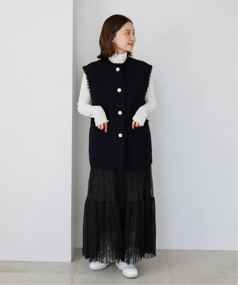 ドットチュールプリーツスカート（ロング・マキシ丈スカート）｜IENA  