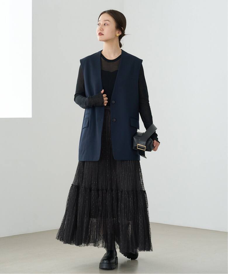 ドットチュールプリーツスカート（ロング・マキシ丈スカート）｜IENA  