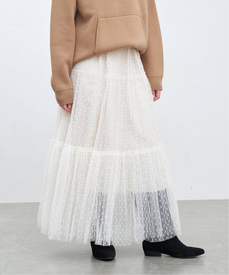 ドットチュールプリーツスカート（ロング・マキシ丈スカート）｜IENA  