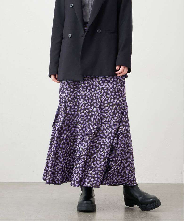 プリントラッフルマーメイドスカート（ロング・マキシ丈スカート  