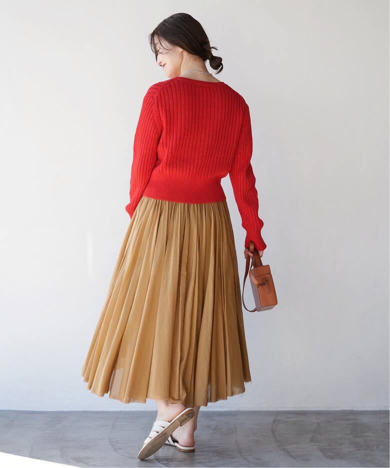 シルクコットンギャザーサーキュラースカート（ひざ丈スカート）｜IENA 