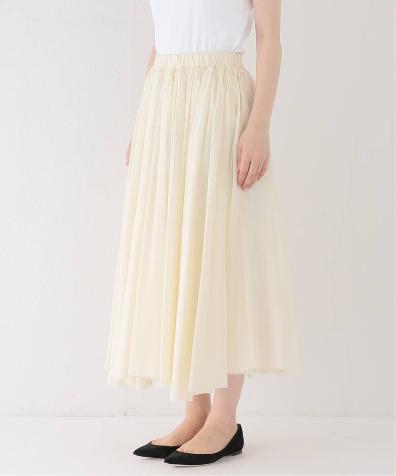 シルクコットンギャザーサーキュラースカート（ひざ丈スカート）｜IENA  