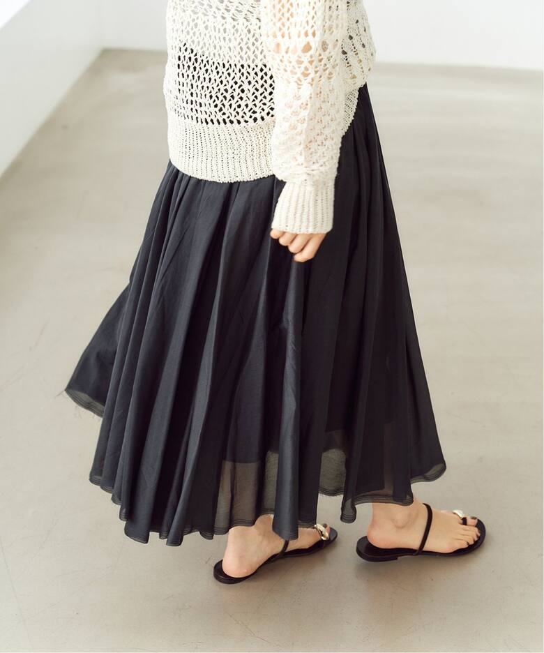 シルクコットンギャザーサーキュラースカート（ひざ丈スカート）｜IENA 