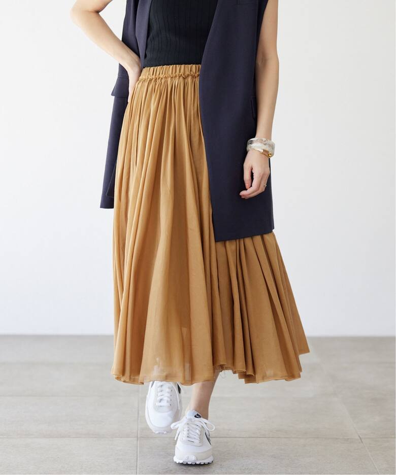 シルクコットンギャザーサーキュラースカート（ひざ丈スカート）｜IENA  