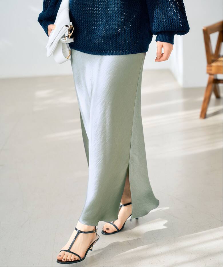 追加2》ダブルサテンスカート（ロング・マキシ丈スカート）｜IENA  