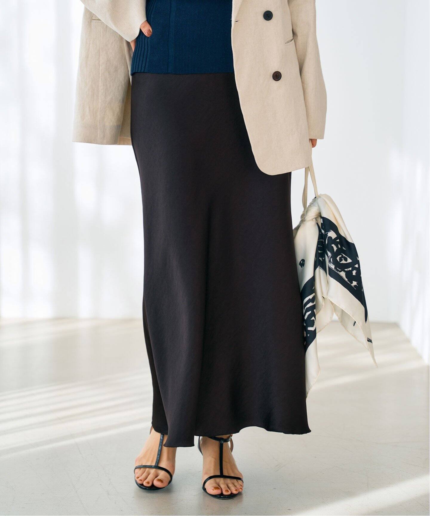 追加2》ダブルサテンスカート（ロング・マキシ丈スカート）｜IENA  